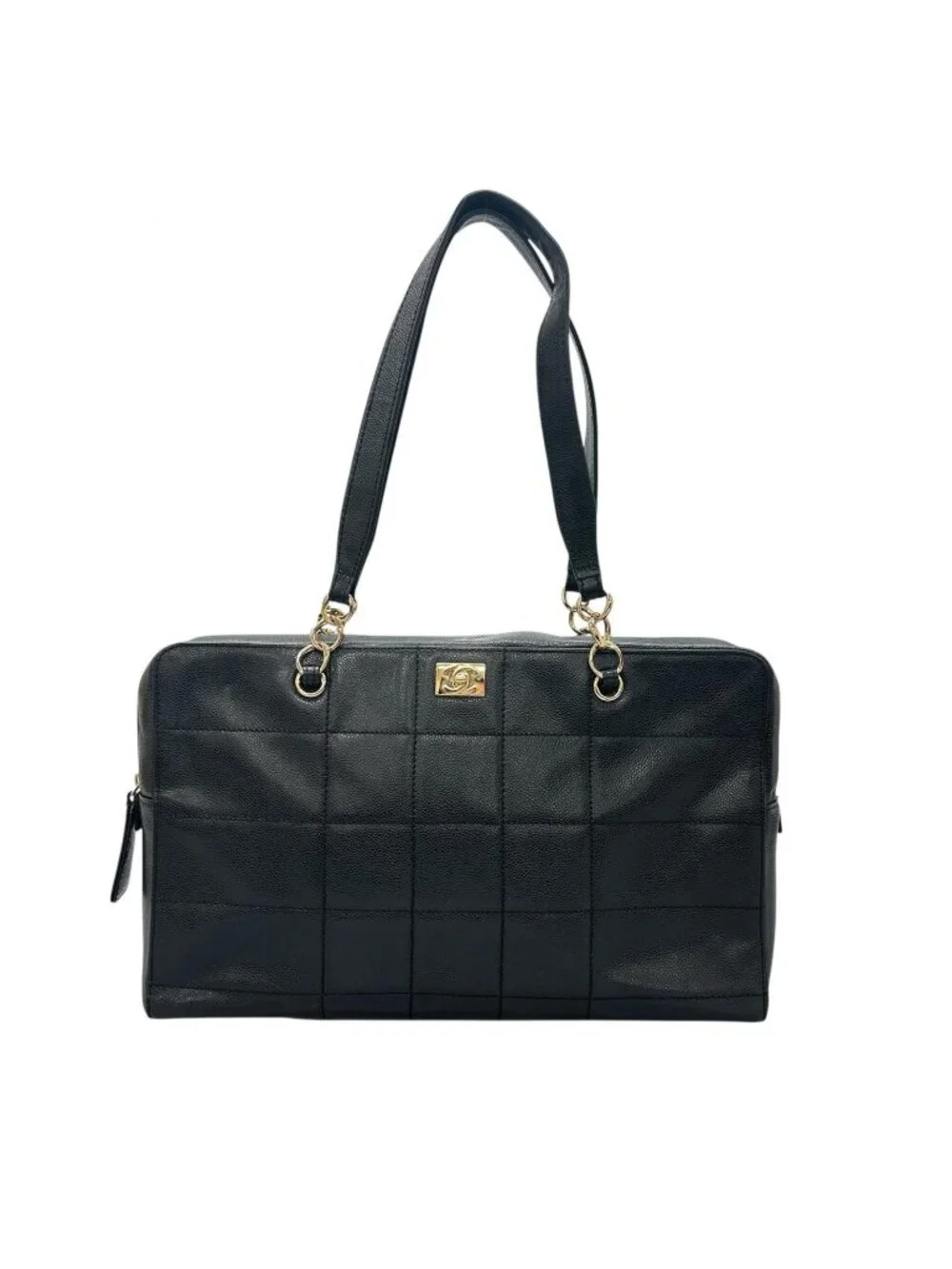 Chanel Choco Bar Tote Bag Leather Black